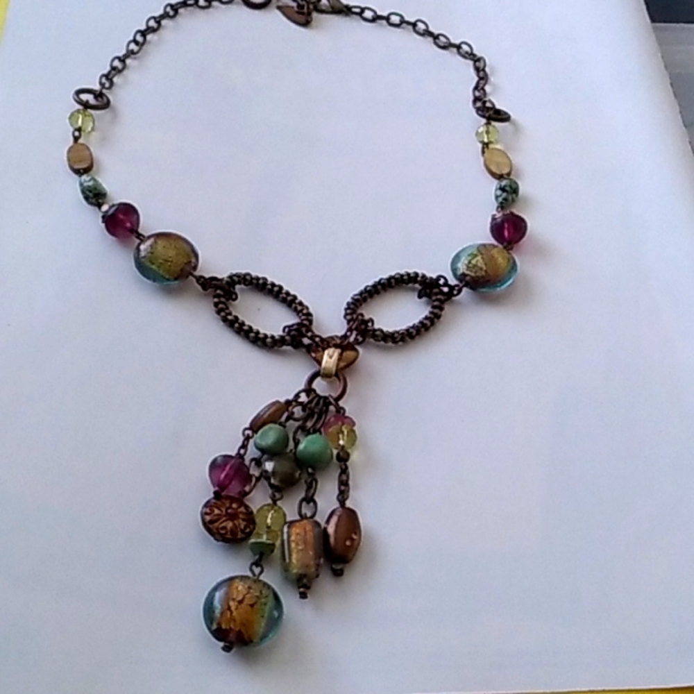 Cold water creek stone and glass with turquoise necklace